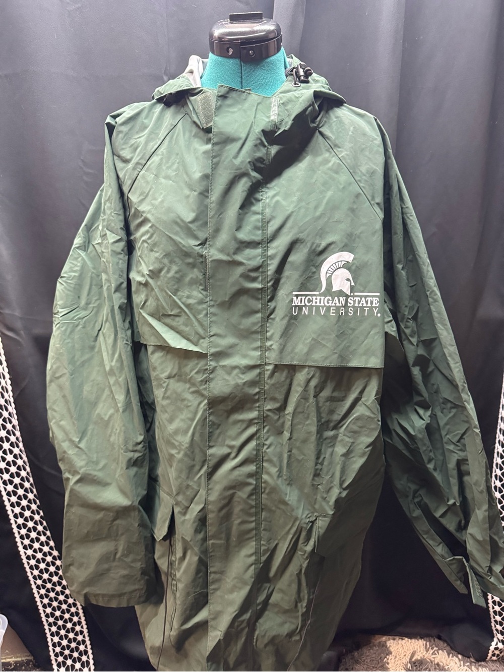 MSU Men's Green Hooded Rain Jacket